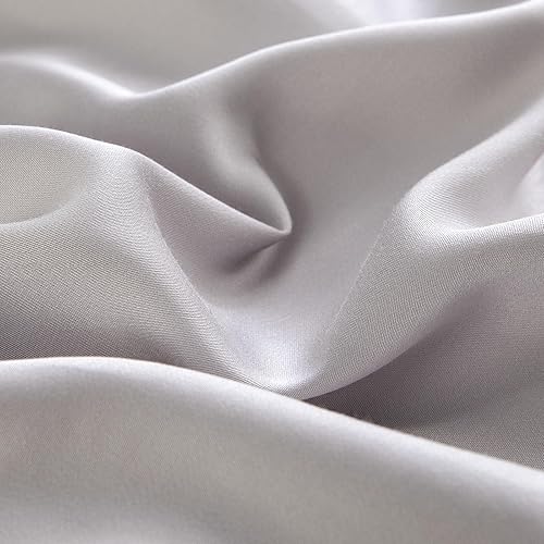 Miniatura 5 de Juego de edredón tamaño Queen gris, viscosa de bambú, suave, refrescante, sedoso, transpirable, duradero, juego de edredón alternativo de plumón