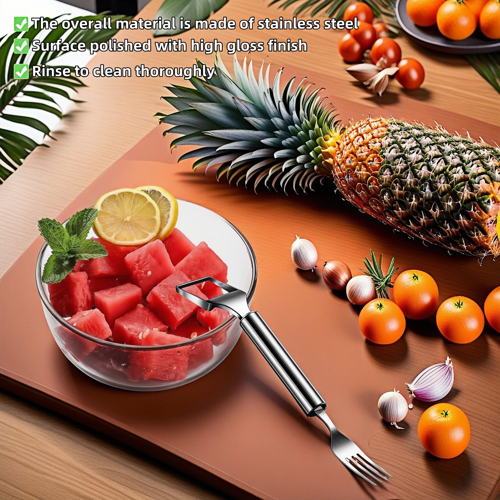 2-in-1 Stainless Steel Watermelon Slicer & Fork | Easy Cut, Serve, Enjoy | Kitchen & Camping Must-Have Tool for Fruit Salad, Parties, BBQ | Dishwasher Safe & Rust-Proof (Pack of 2) — Amazon image 4