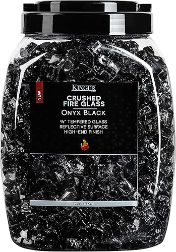 Miniatura 5 de Kinger Home Vidrio reflectante de alto brillo de 10 libras para jardinería de chimeneas, 12 pulgada, color negro ónix
