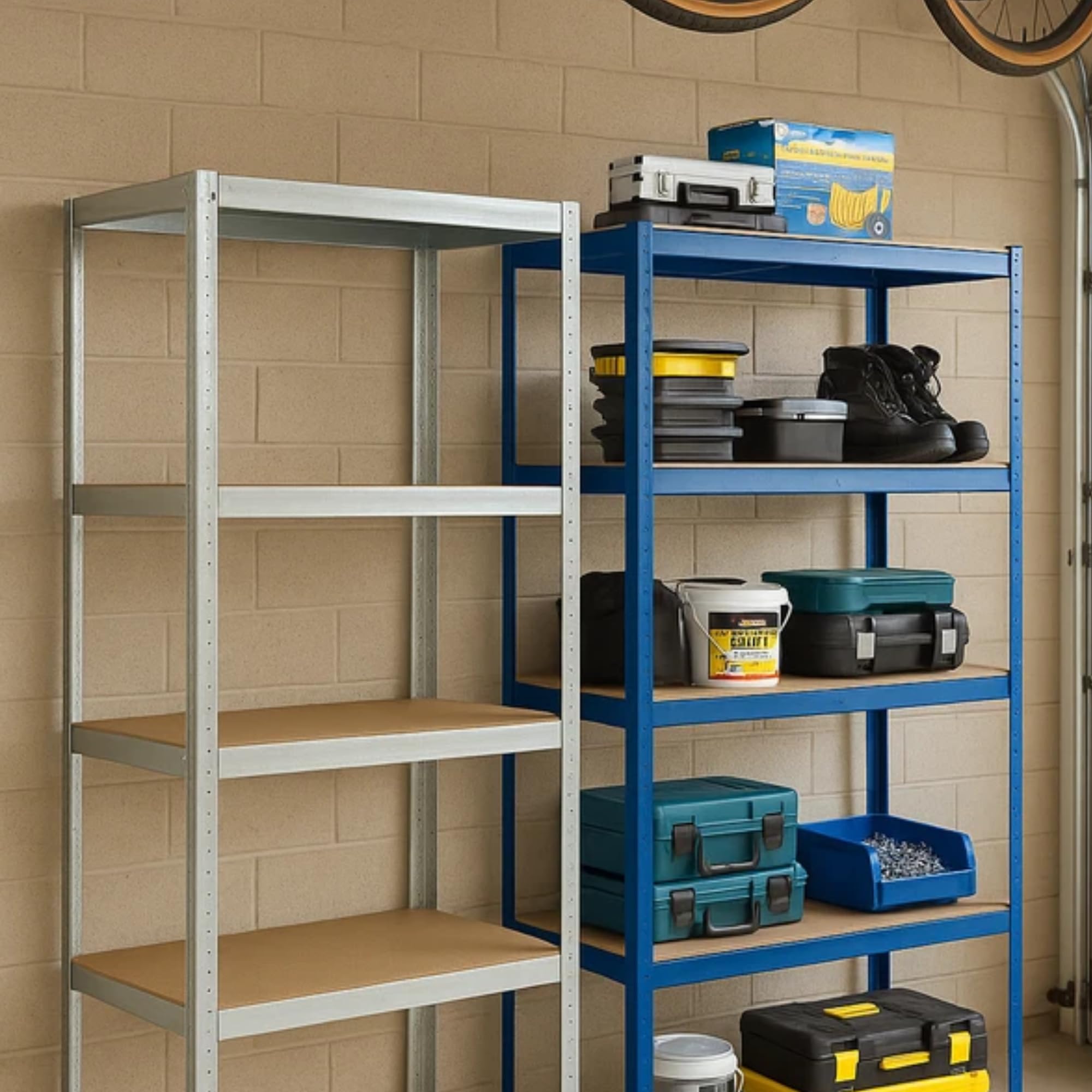 Scaffalatura in metallo resistente a 5 ripiani, scaffale in acciaio senza bulloni per garage, capannoni, magazzini, ufficio e casa, blu 150 cm x 70 cm x 30 cm, soluzione di archiviazione durevole e