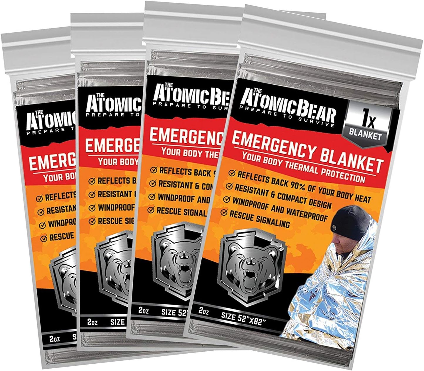 Emergency Blanket or Space Blanket - Ideal as Survival Thermal Protection - Very Light Double Sided Sheet of Mylar Foil - Best for Bug Out Bag, EDC, First Aid Kit, Hiking, Camping, Hunting