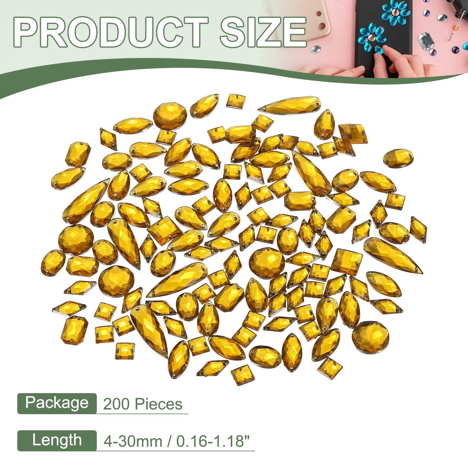 YELARXI Sew on Rhinestones Flatback Crystal Acrylic Gems Diamante, Fit for DIY Crafts Dress Clothes Shoes Bag Decorations - Image 2