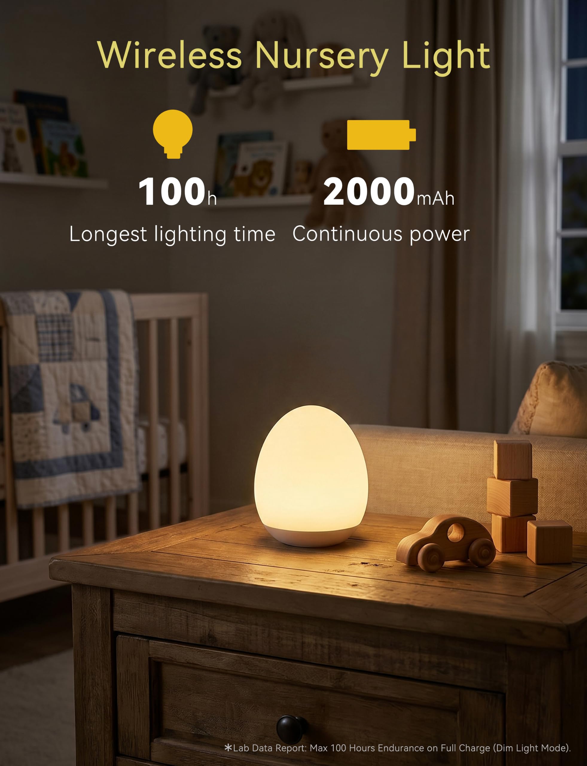 Luz nocturna de silicona para bebé, 7 luces de noche de huevo RGB para guardería, lámpara de noche portátil de atenuación de 3 niveles para lactancia, regalo para dormitorio de niños recién nacidos