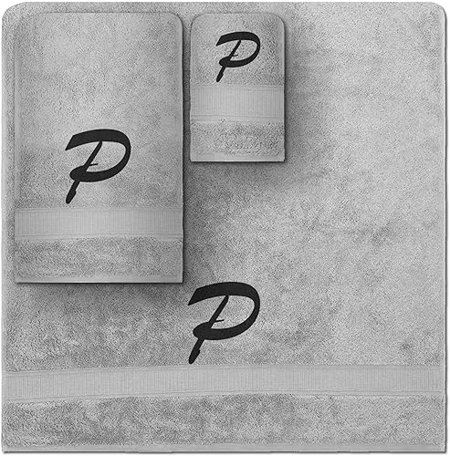 Vista 138 de Juego de toallas con monograma, regalo personalizado, juego de 3 toallas turcas bordadas con letras de bloques, 1 toalla de baño y 1 toalla de mano