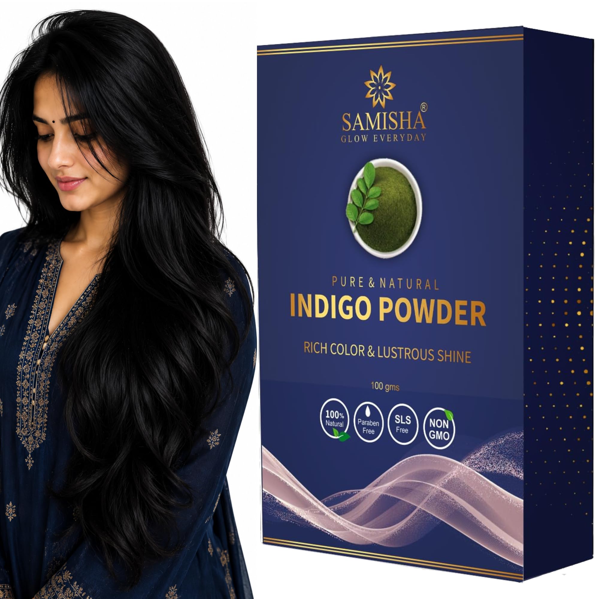 Indigo powder organic for hair Samisha Black Henna | Indigo powder for hair | indigo powder organic for hair black | organic indigo powder for hair | natural indigo powder for hair (300 Grams)-image-33