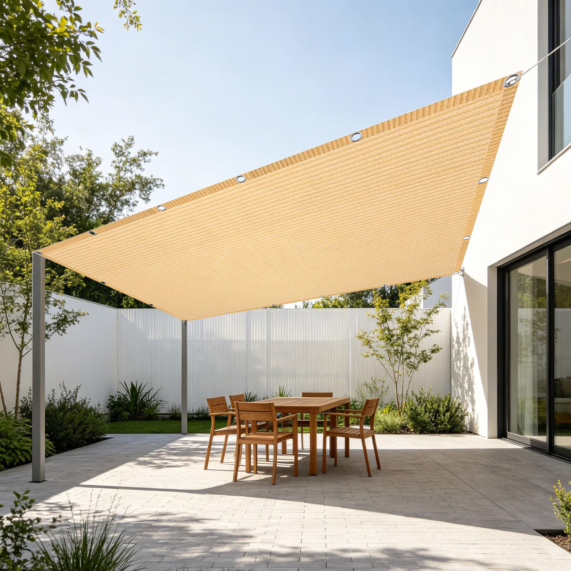 Filet d'ombrage pour serre anti-UV crème 3.1x3.8m avec œillets