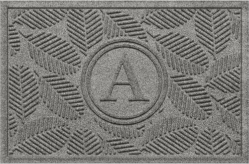 Bungalow Flooring Tapete con monograma Waterhog para puerta, 2 x 3 pies, fabricado en Estados Unidos, revestimiento decorativo personalizable,