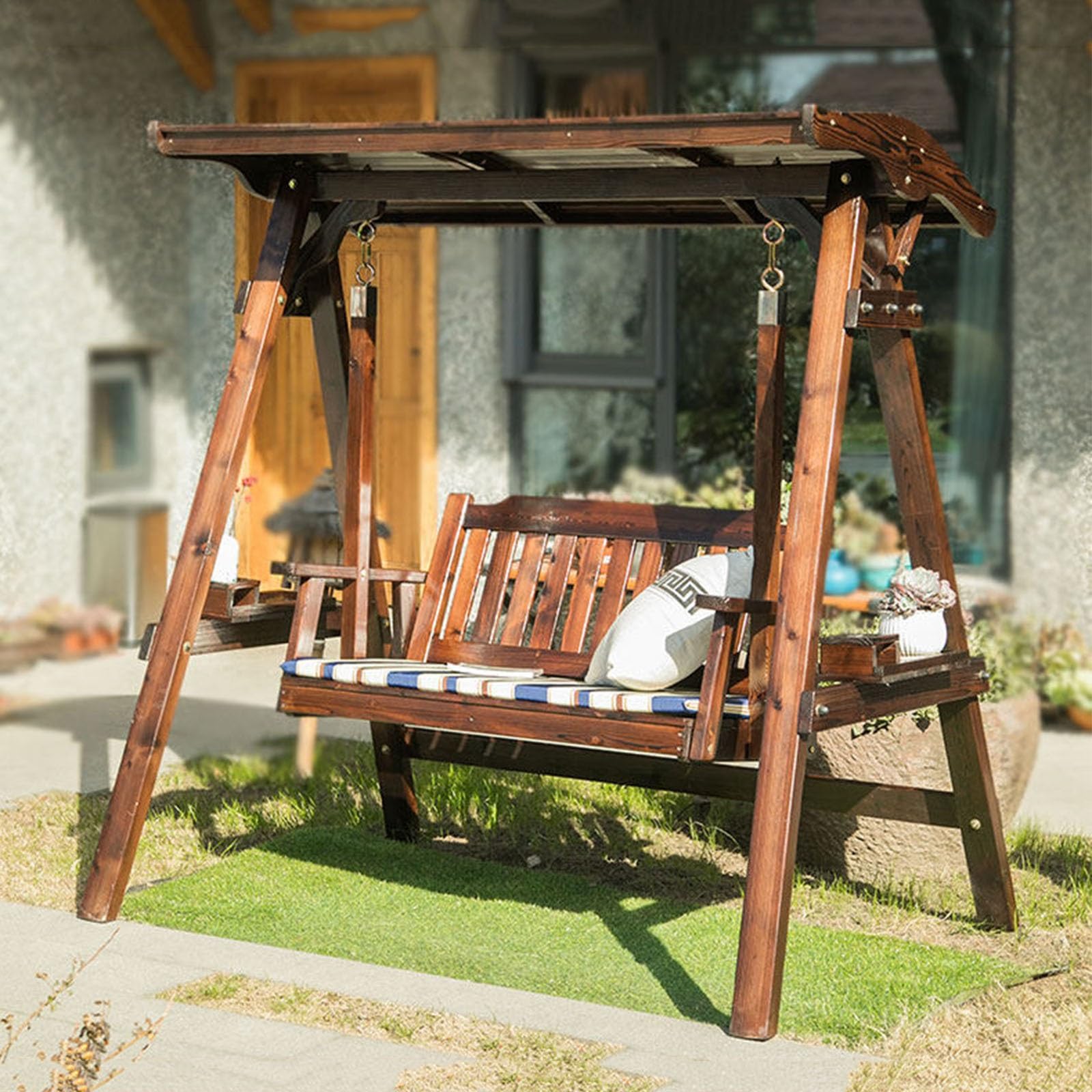 Altalena da veranda, panca a dondolo in legno per esterni