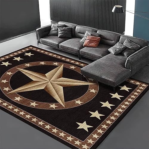 Alfombra rústica con estampado de estrellas de Texas, estilo retro, antideslizante, resistente a las manchas, alfombra duradera para decoración de