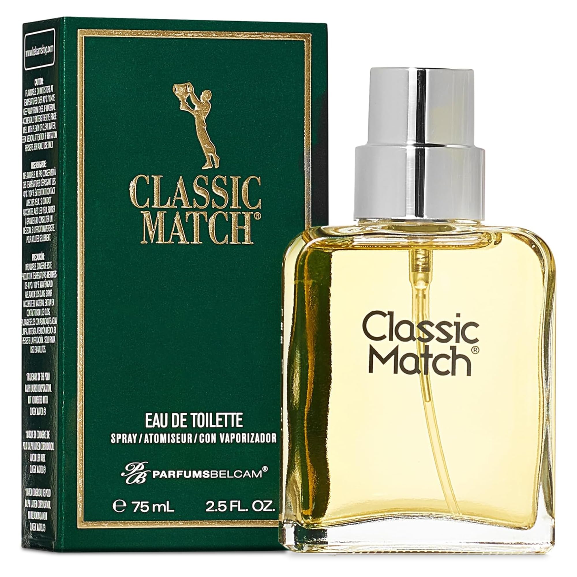 PB ParfumsBelcam Classic Match Green Eau De Toilette Spray for Men – Fresh Chypre Cologne, Bergamot, Basil, Musk, Long-Lasting Masculine Fragrance, Signature Scent – 2.5 Fl Oz