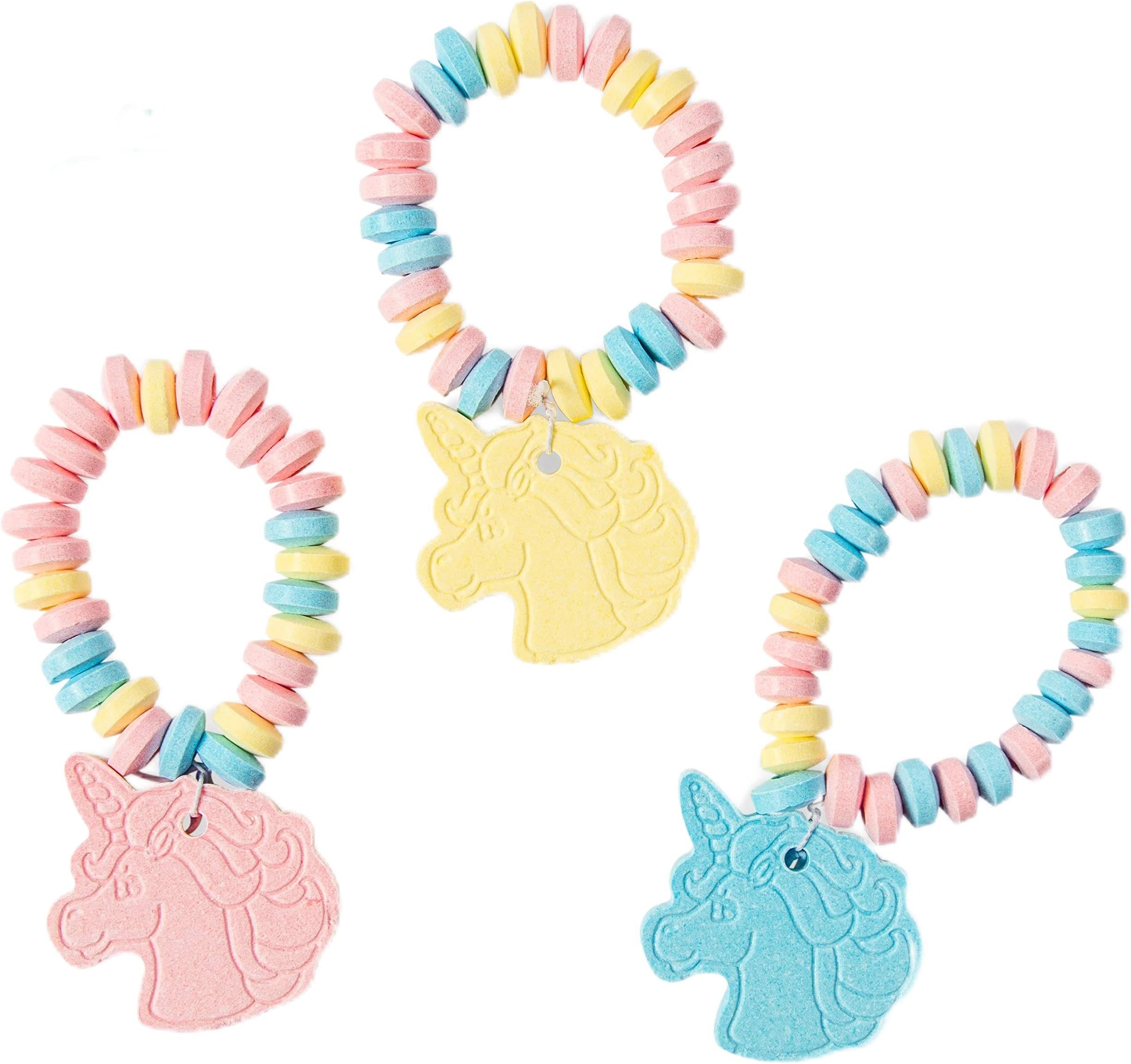Unicorn Candy Bracelet – 12 Count Individually Wrapped Edible Unicorn Jewelry – Rainbow Fruit Flavored Candy Bracelets – Party Favors, Birthday Bags, Classroom Treats