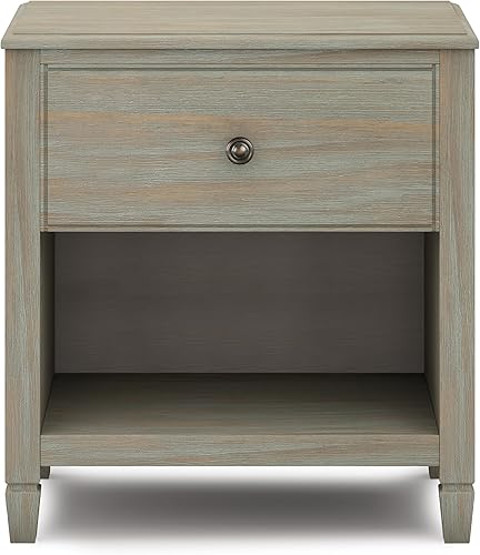 Miniatura 4 de SIMPLIHOME Connaught - Mesita de noche de 24 pulgadas de ancho, madera maciza gris envejecida, rectangular, con almacenamiento, 1 cajón y 1 estante,