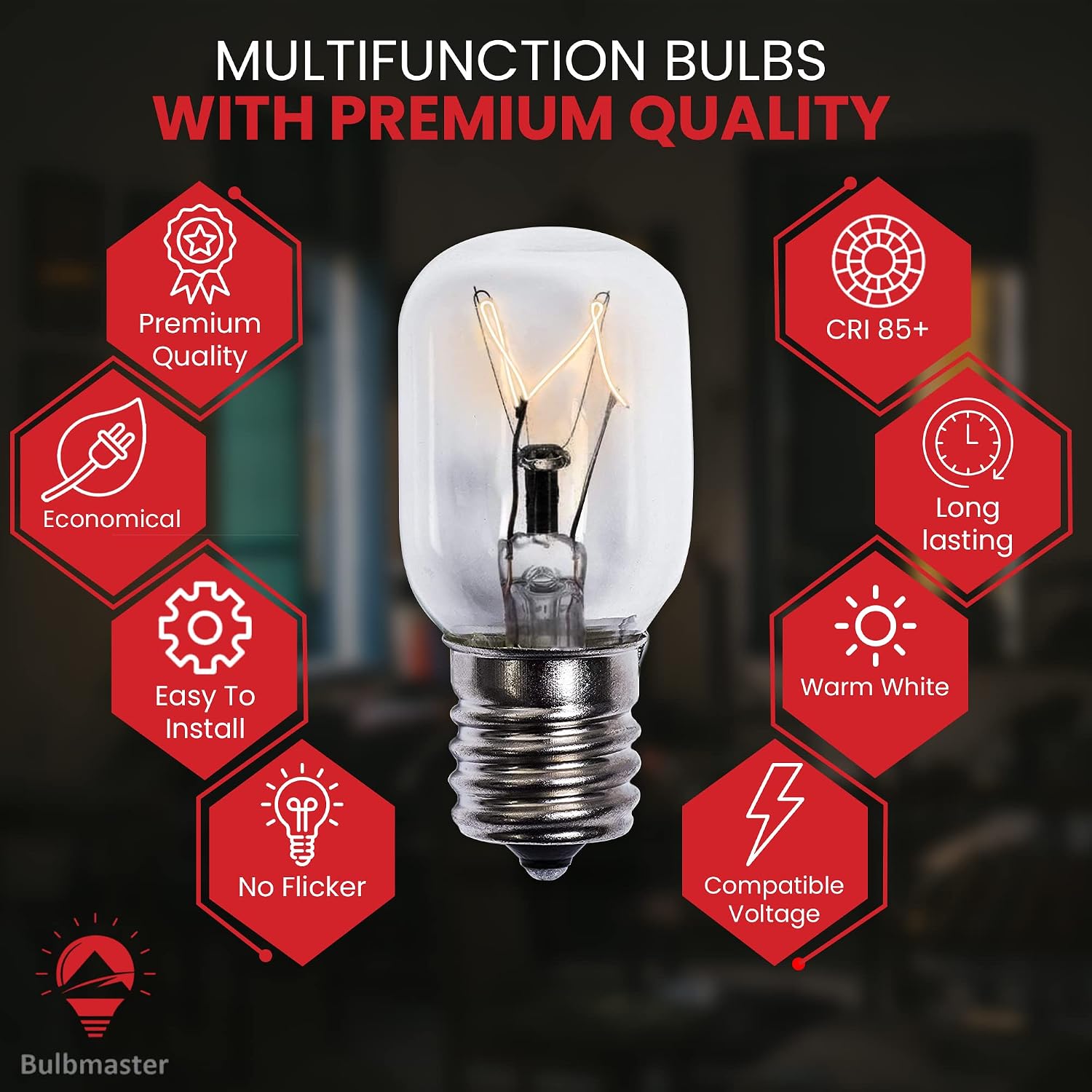 BULBMASTER Microwave Bulb 40 Watts 8206232A Microwave Light Bulb Under Hood Oven Light Bulb kei 40W Appliance Bulb t8 Stove Light Bulbs Fits GE Maytag Whirlpool Microwave Light Bulb, Dimmable 3 Pack