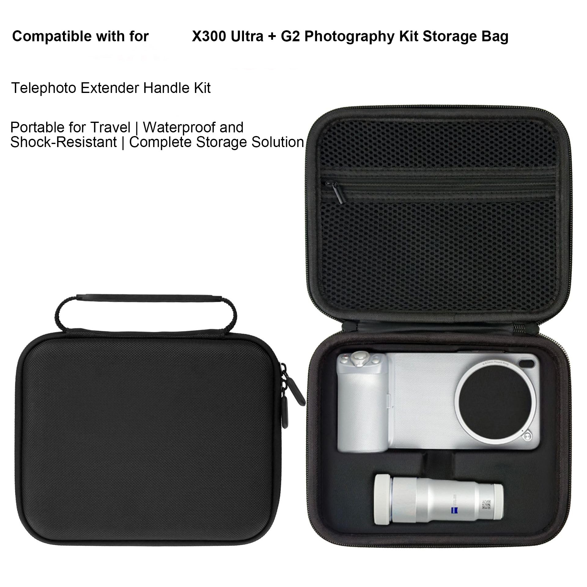 Tragetasche für Vivo X300 Ultra G2 /G2 Ultra, Teleobjektiv Tasche, wasserdichte, Stoßfeste Hartschalen Aufbewahrungstasche für Kamera Extender und Griff (X300 Ultra + G2)