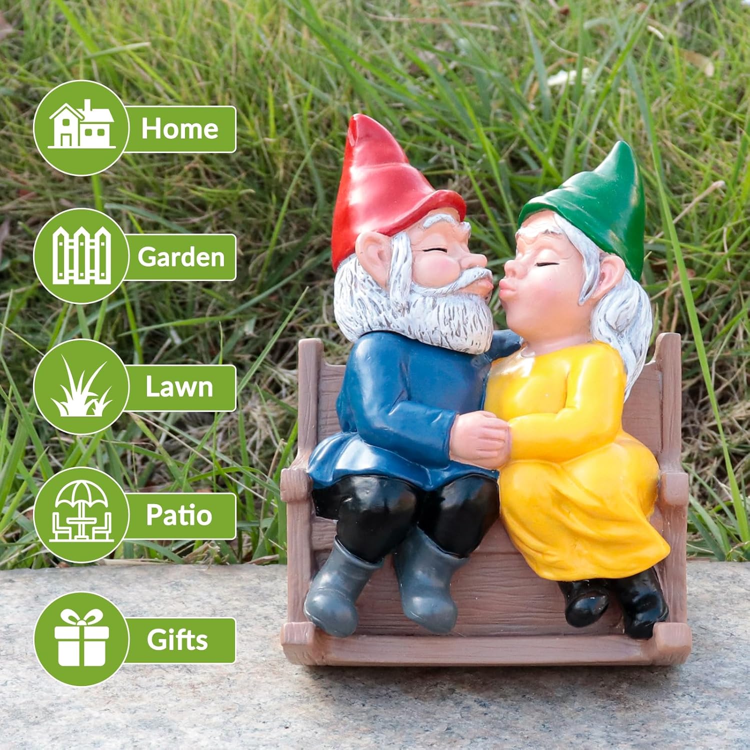 Kiss Garden Gnome Statue Couple in Love Collectible Figurine Mr and Mrs Gnome Sculpture Romantic Gnome Lover Couple Statues Indoor Outdoor Yard Home Décor Mom Dad Friends Gifts - Image 7
