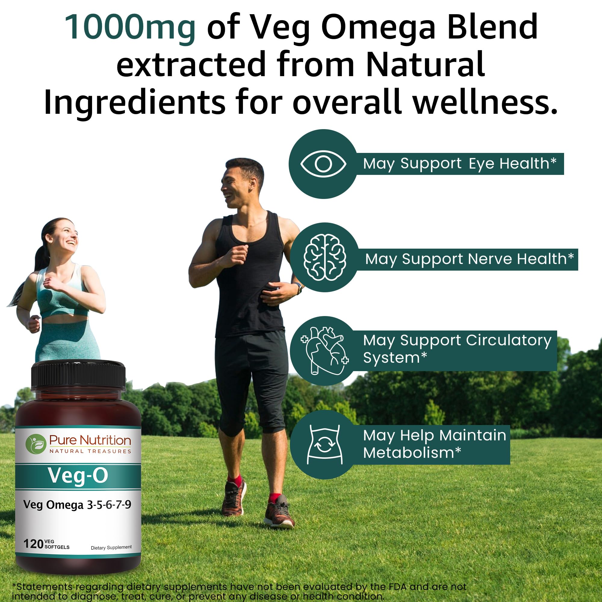 Pure Nutrition Vegan Omega 3-5-6-7-9 | 120 Softgels | 600mg per Serving of 2 Softgels | Multi Omega Supplement for Overall Health| Gluten Free — Amazon image 4