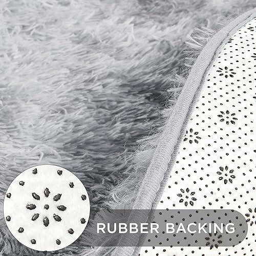 Miniatura 74 de Andency - Tapete de pelo largo sintético de interior, 4 x 6 pies, color gris oscuro estilo teñido anudado, afelpado, suave y mullido