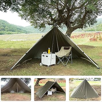 Camping Tarp Waterproof, Hammock Rain Fly Tent Tarp, Rectangle Lightweight Camping Tarps, Portable Rain Fly with Carry Bag for Camping Backpacking Hiking - Olive Green