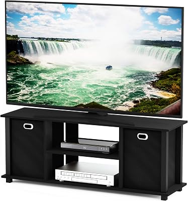 Furinno Mobile Porta TV, 13054BK/BK, Nero