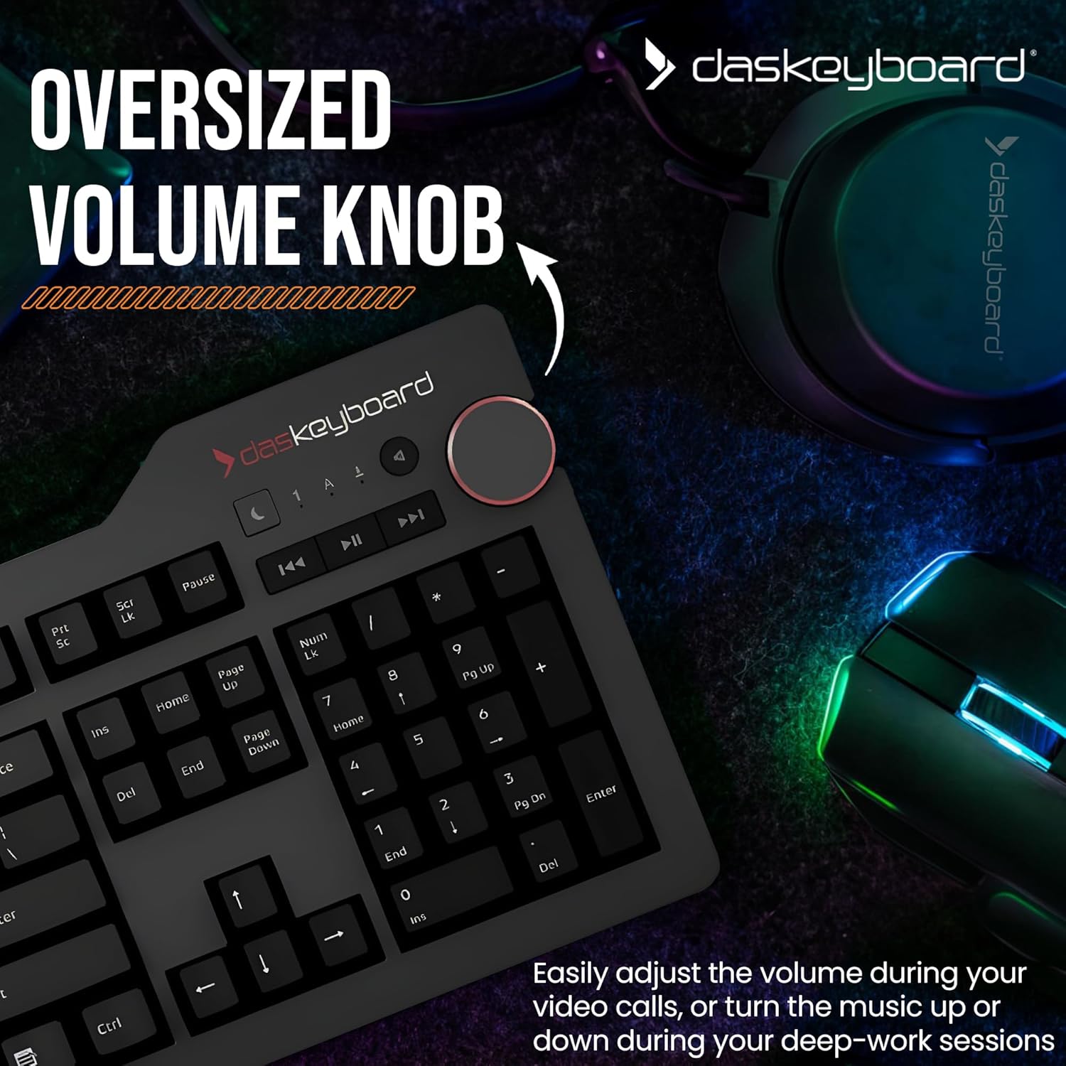 Oversized volume knob and media controls