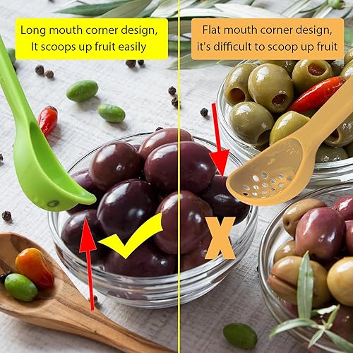 Miniatura 6 de Juego de 2 tenedores para pepinillos, cuchara de aceituna, cuchara y tenedor, para latas de aceitunas de cocina, cebollas, pepinos, cuchara ranurada