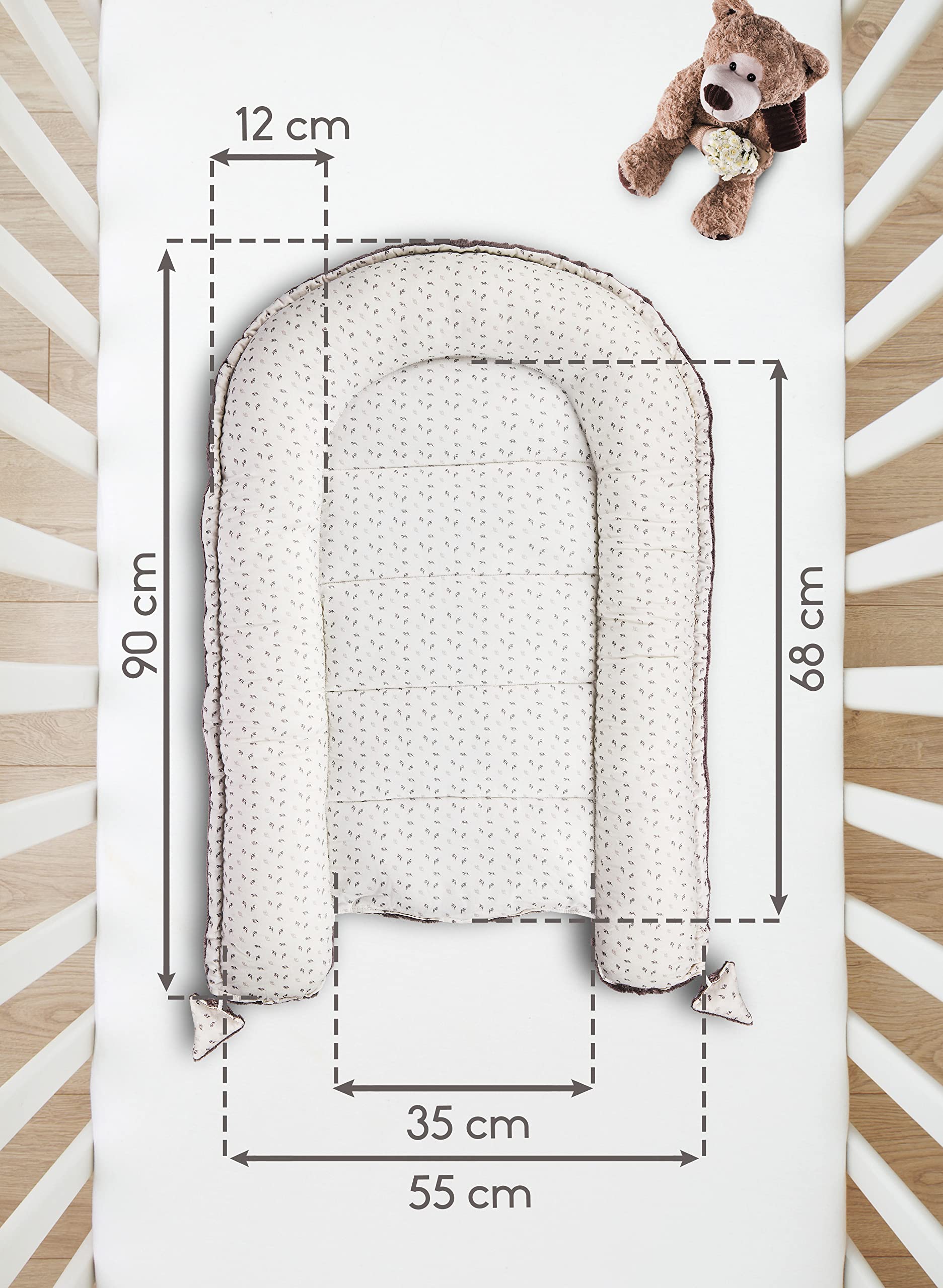 PIMKO Nido de peluche de 2 caras para bebé, nido de peluche, capullo para bebés y recién nacidos, nido para niñas y jóvenes, ultra suave (felpa gris)