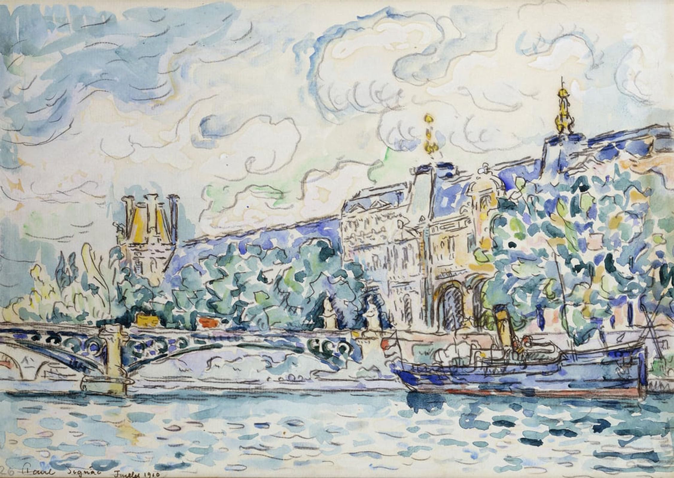 SERENDIPITP Vintage Wall Art Canvas Nordic Poster Canvas Print Picture the Louvre by Paul Signac Wall Art Poster for Home Decor 60x90cm