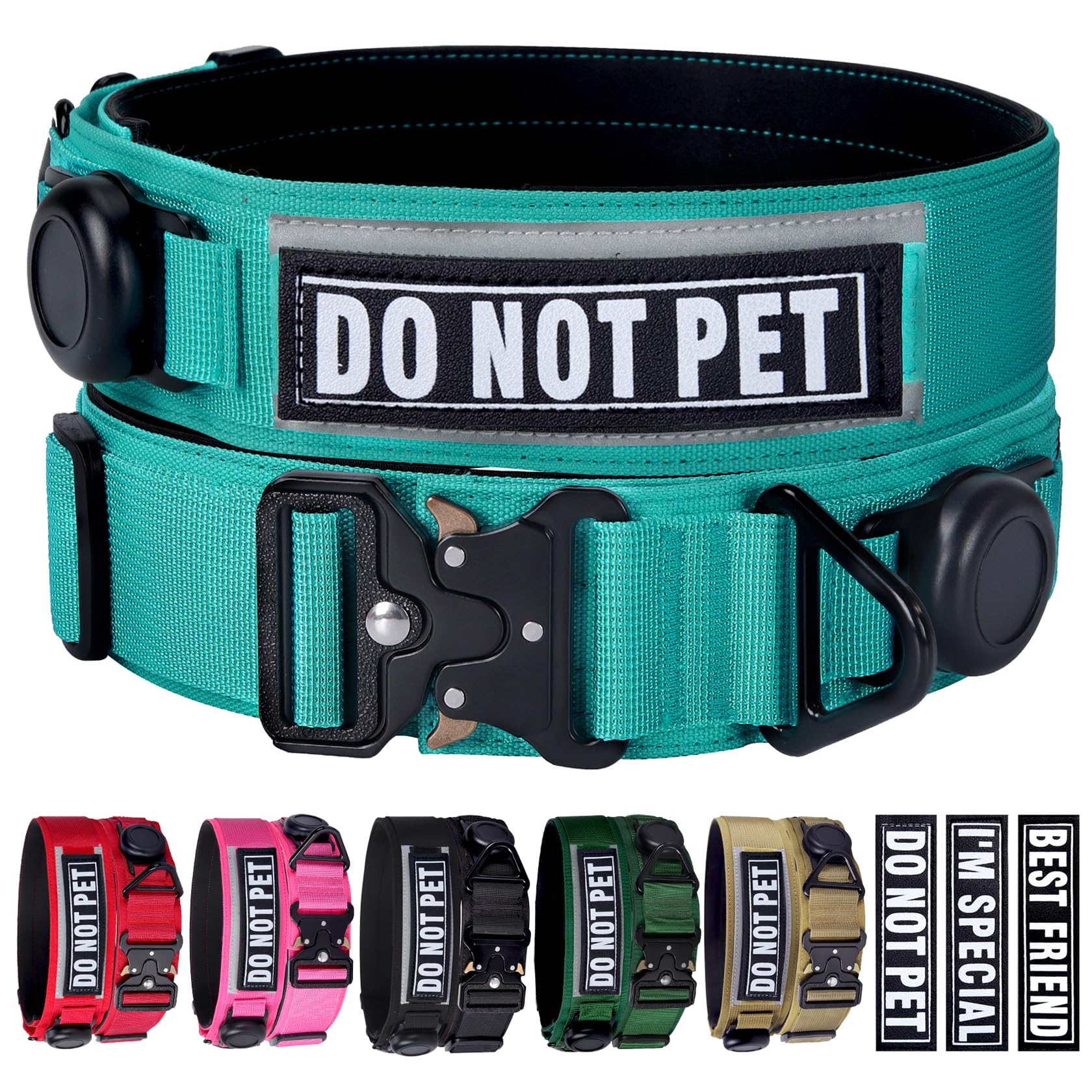 Collier tactique AirTag pour grand chien réfléchissant imperméable avec patchs