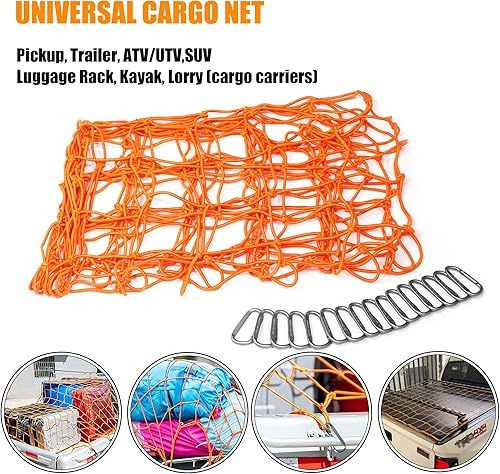 Miniatura 7 de Seven Sparta Red de carga elástica de 5 x 7 pies que se estira a 10 x 14 pies para cama de camión, camioneta, remolque, maletero, SUV con 16