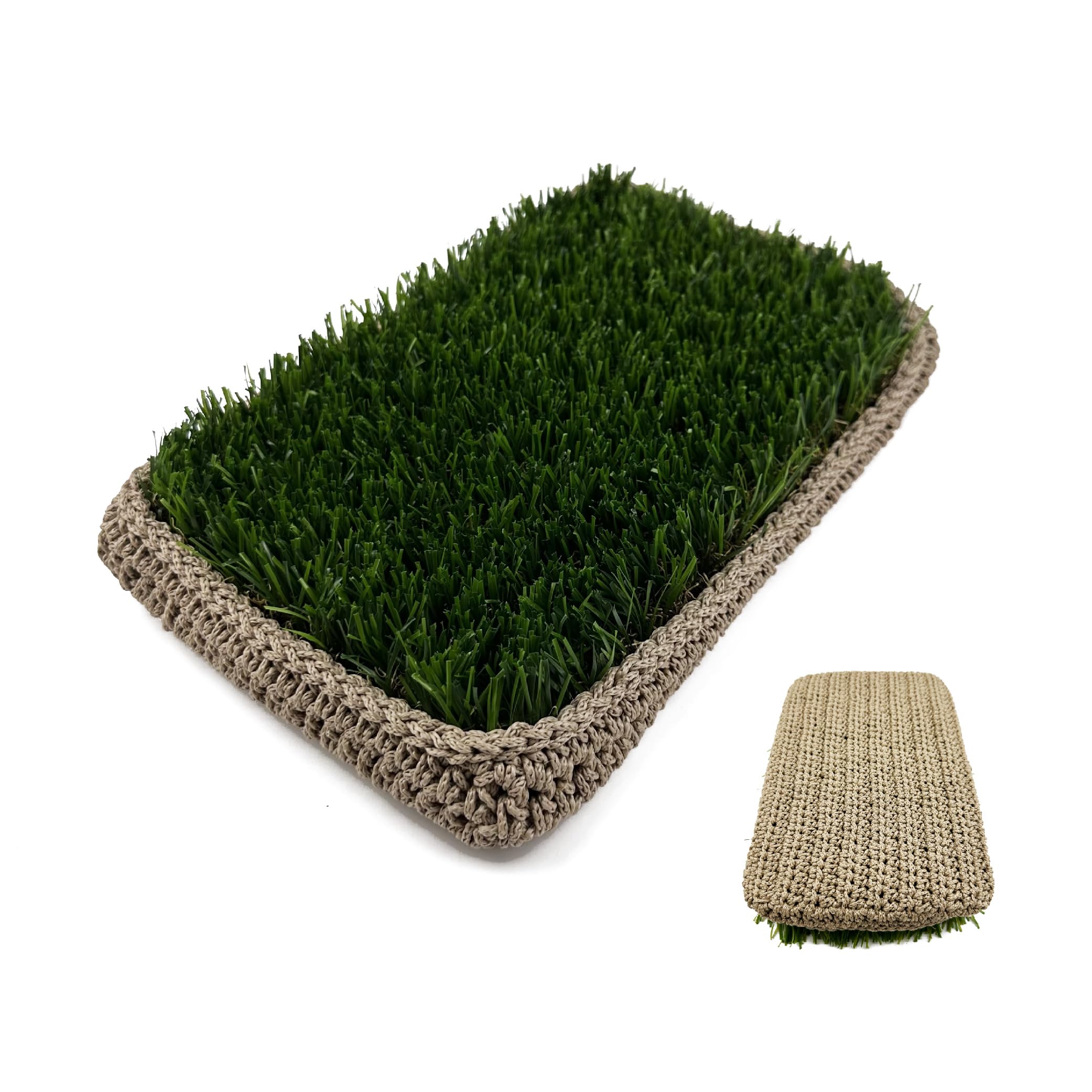 Tapis de gazon artificiel haut de gamme avec coussin au crochet fait main décoration