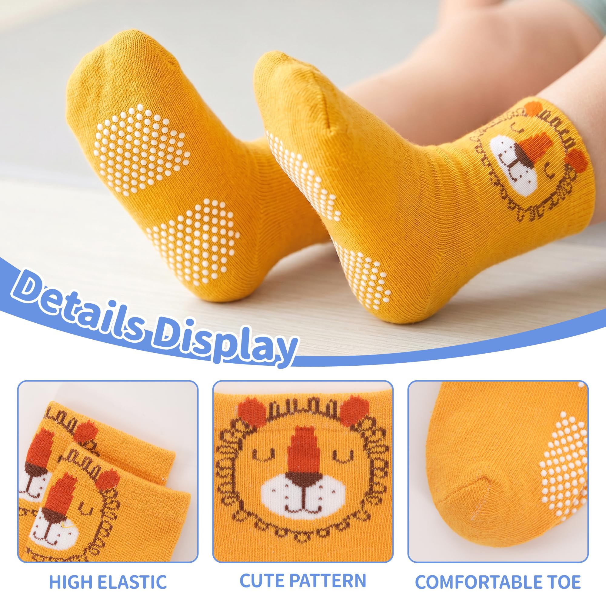 Calcetines SkiBeaut 12 pares de calcetines antideslizantes para niños y niñas de algodón para niños de 1 a 3/3 a 5/5 a 7 año