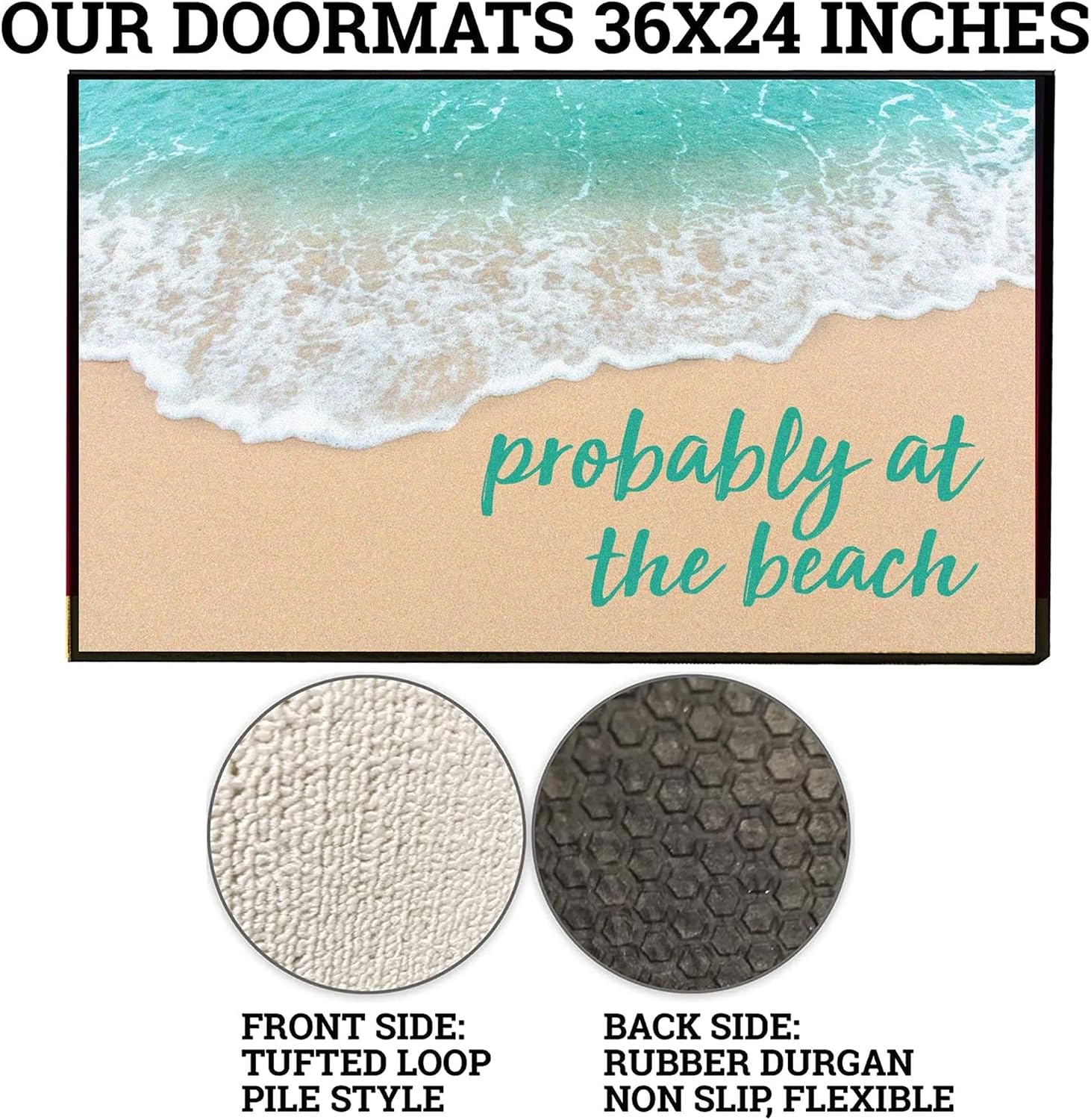 VictoryStore Beach House Doormat 24x36 Inches, Probably at The Beach Floor Mat, Rubber Backing
