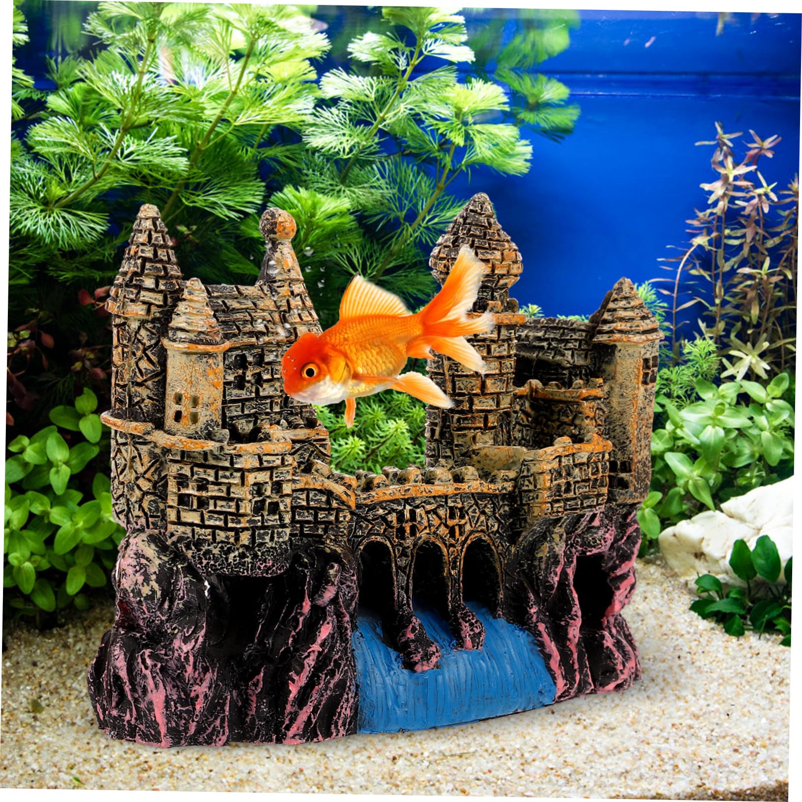 POPETPOP 5 Piezas Acuario del Castillo Pecera Retro Cueva De Roca De Acuario Peces De Acuario Falsos Tanque Planta De Betta Pequeña Casa del Acuario Planta Flotante De Acuario Resina