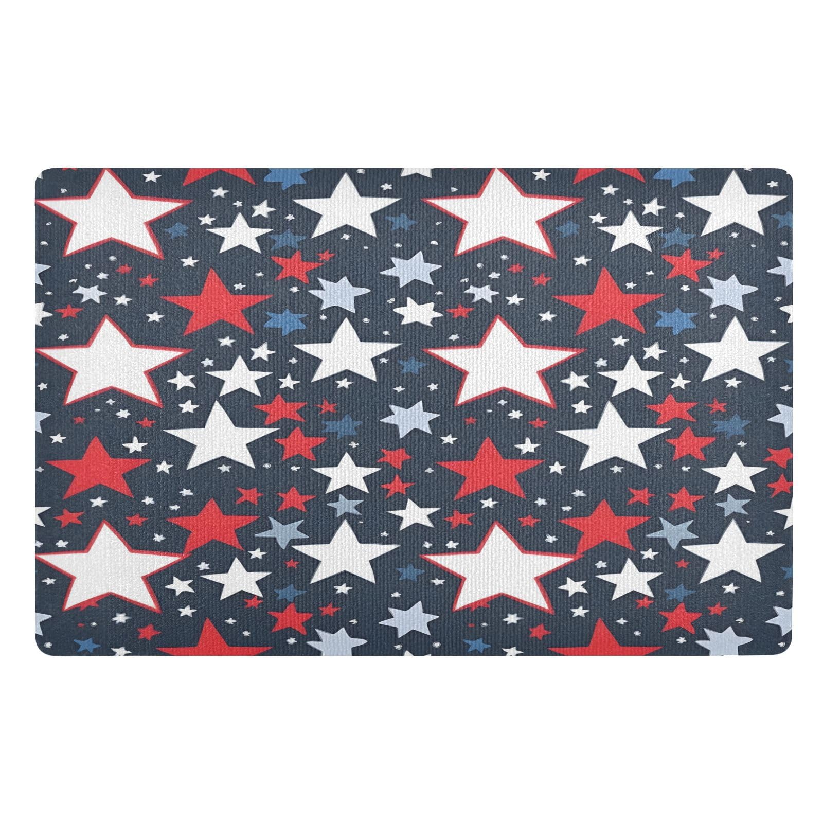 Paillasson d'intérieur absorbant étoiles bleues rouges tapis entrée lavable 50x80 cm