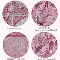 Vista 4 de 2 piezas de pañales lavables para hembra con tirantes, cómodos pañales reutilizables para cachorros, bragas sanitarias para perros, ropa