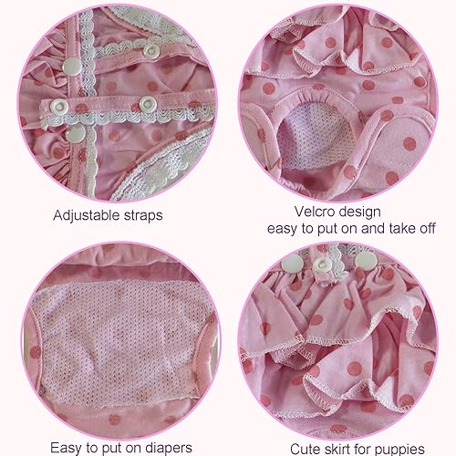Miniatura 4 de 2 piezas de pañales lavables para hembra con tirantes, cómodos pañales reutilizables para cachorros, bragas sanitarias para perros, ropa interior