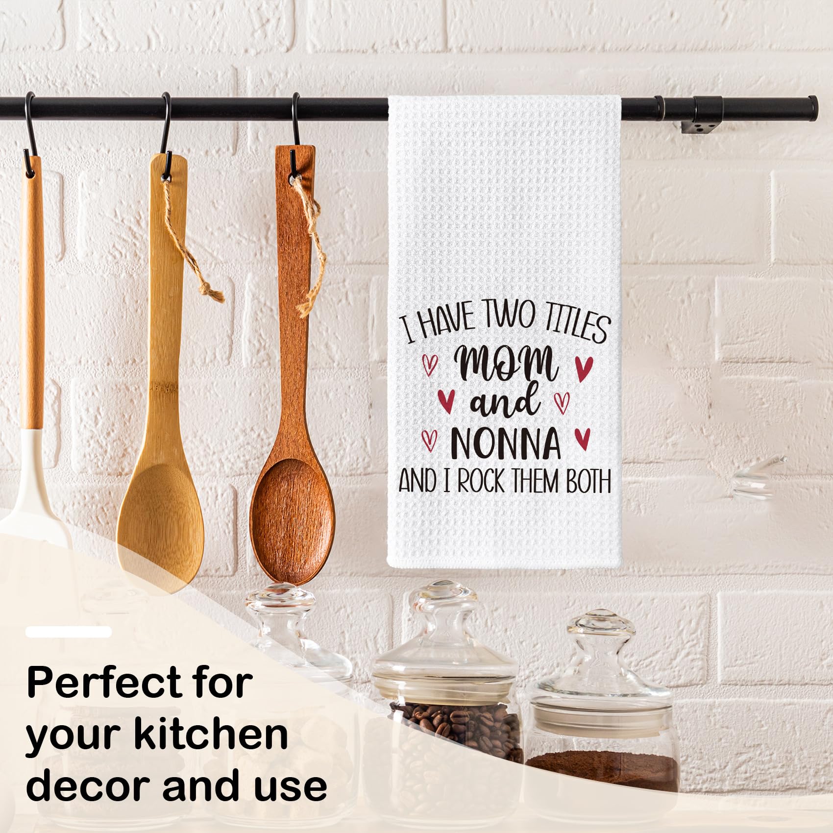 Nonna Gifts Kitchen Towels - Best Grandma Gifts for Christmas from Grandkids Hand Towel for Bathroom, I Have Two Titles Mom and Nonna Hand Tea Towel for Bathroom Kitchen, 16x24inch