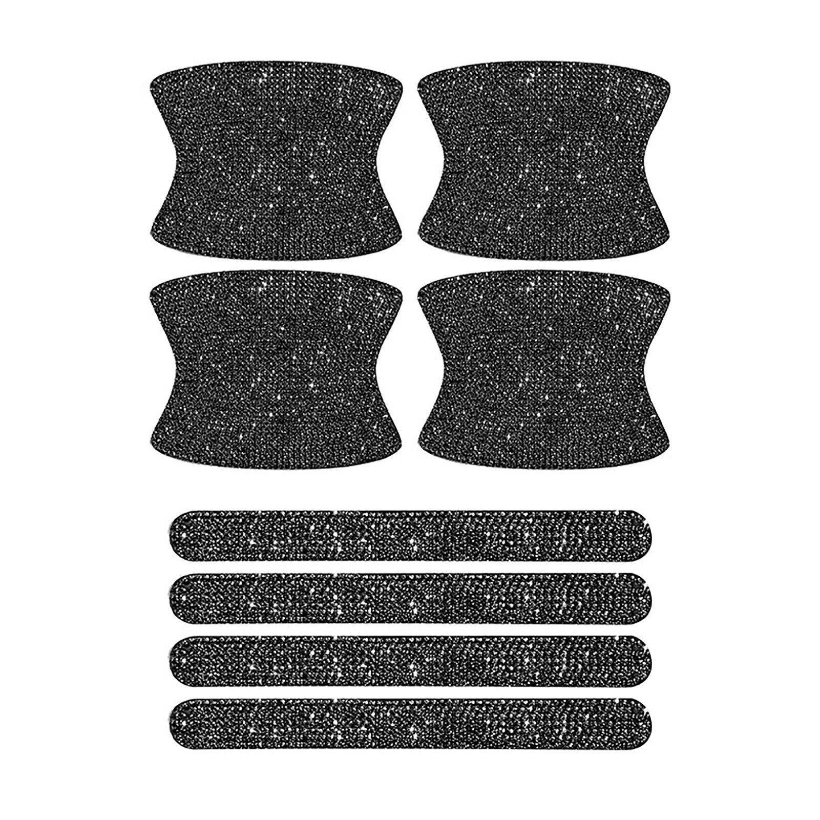 8PCS Car Door Cup Protection Stickers Diamond Crystal Car Handle Protector Anti-Scratch Car Door Handle Stickers Reflective Car Handle Cover Safety Reflective Strips