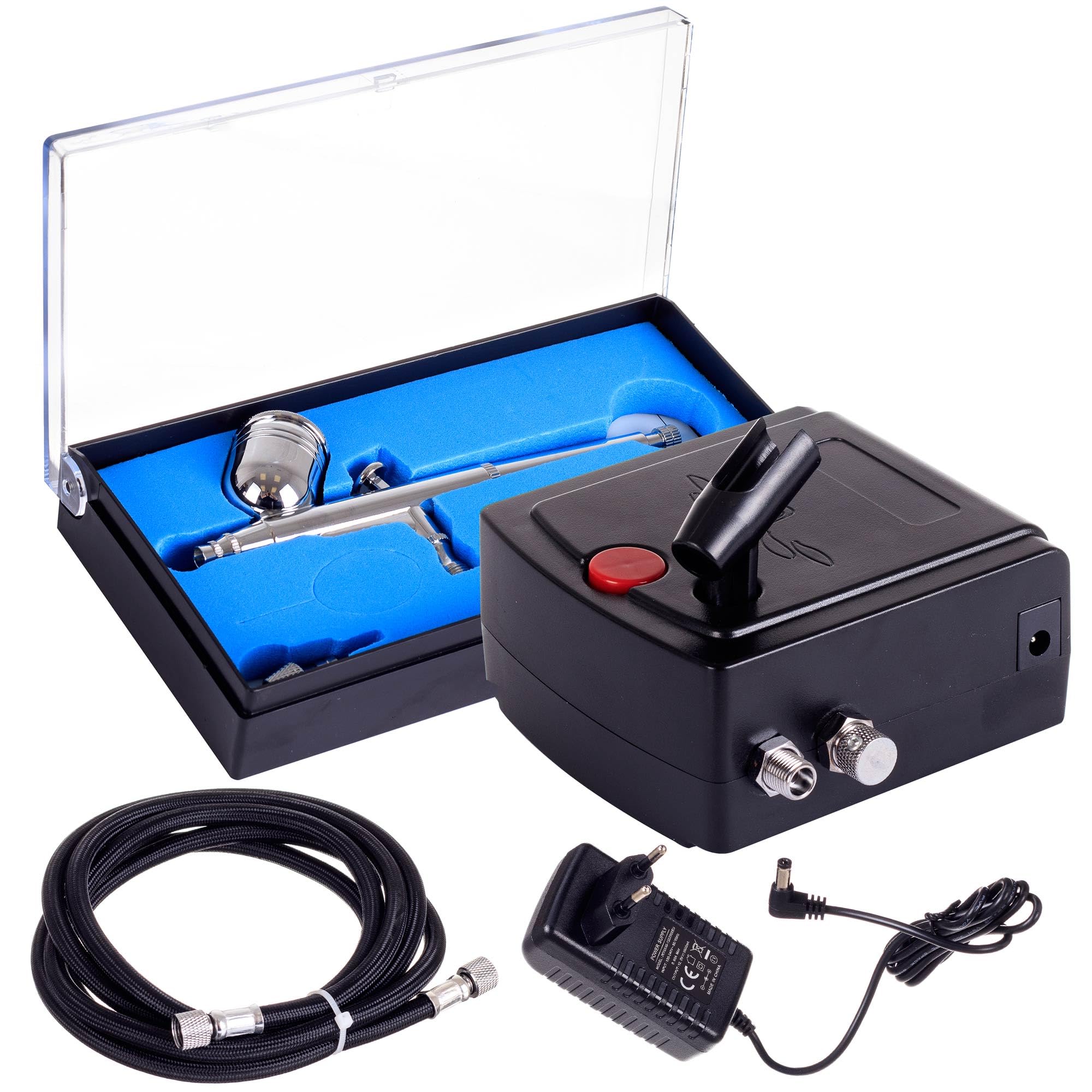 Mini compressore aerografo completo con aerografo 0,3 Double Action AUTO START/STOP