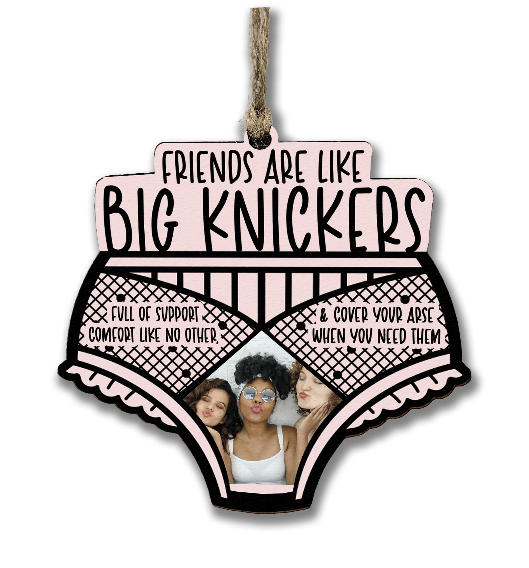 The Plum Penguin Pink Personalised Friendship Knickers-Shaped Photo Gift Hanging Keepsake Sharing Cheeky Moments