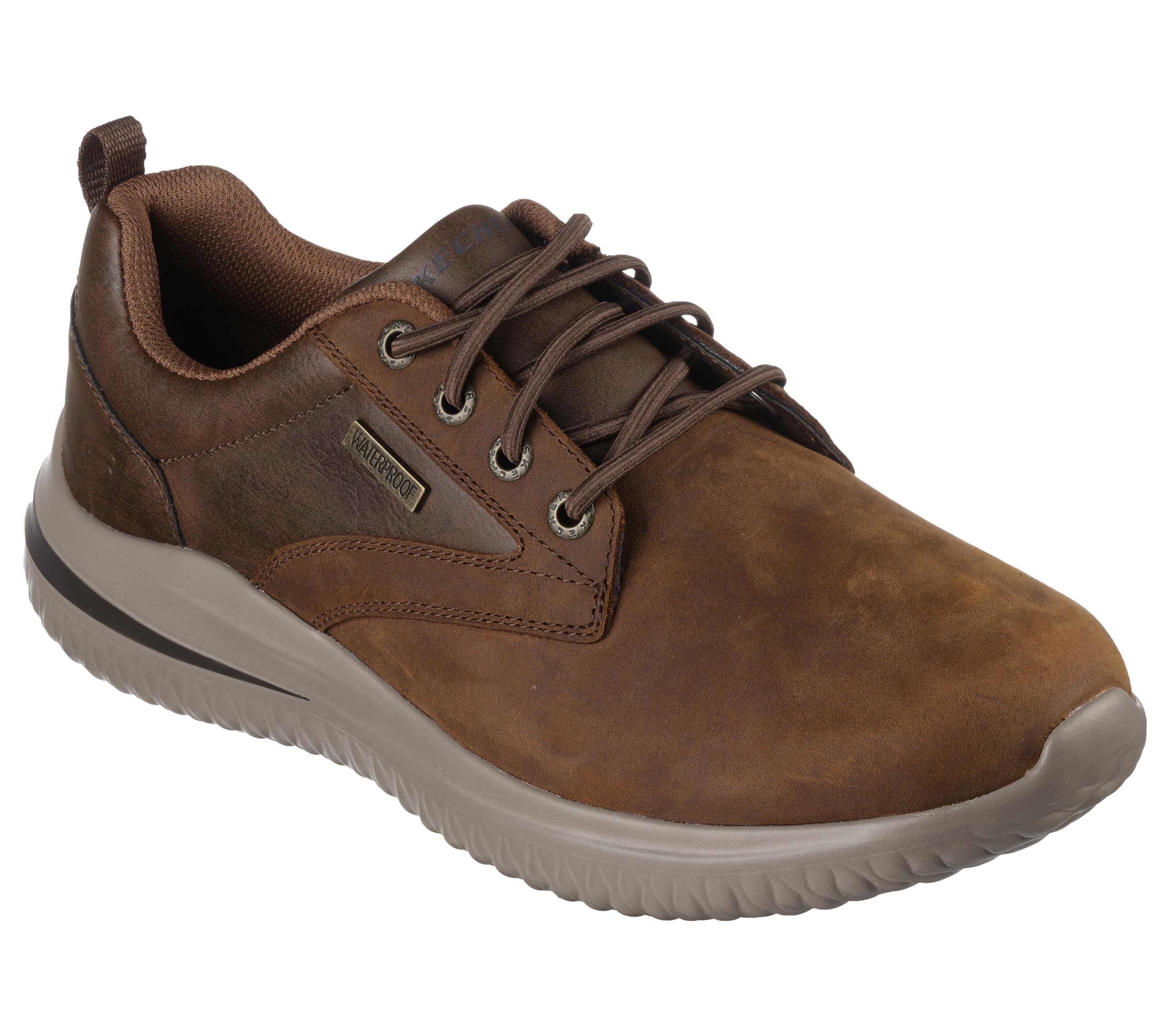 Men's Wide Fit Skechers 210661 Delson 3.0 Glavine Walking Trainers, Dark Brown / 7 / 4E