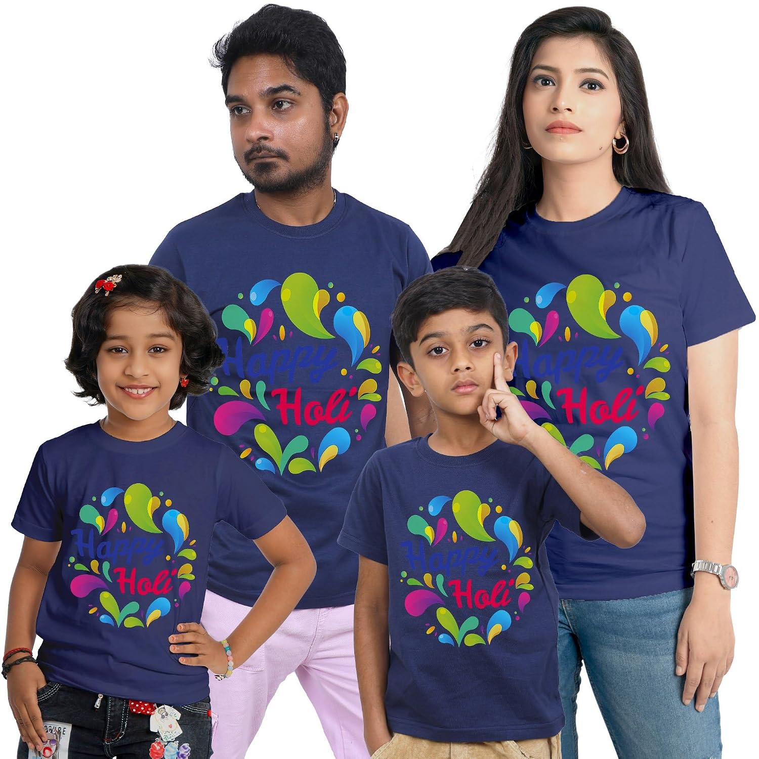 happyholi31 Happy Holi T-Shirt for Family Men Women Couple Kids, Navy, 100% Cotton - (Single Piece only - not a Combo Pac... - Review, Price and Buying Guide