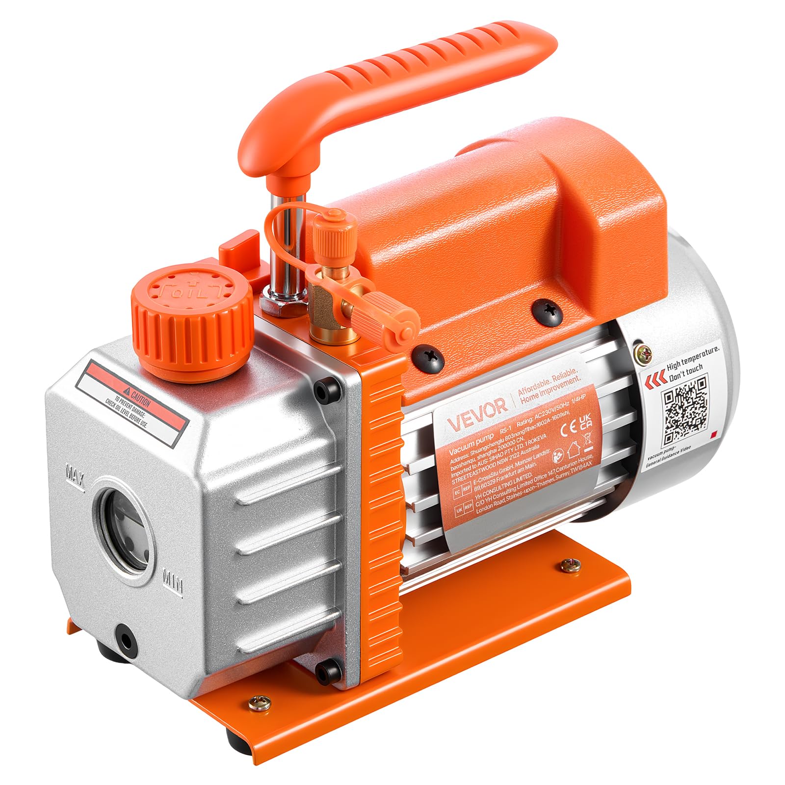 VEVOR Vakuumpumpe 3,5 CFM 99 L/min 1-stufig 180 W für R134a R22 R410a 4-poliger Motor