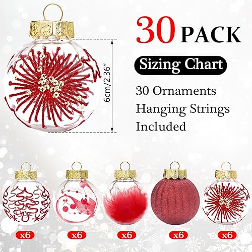 Miniatura 3 de Adornos de bola de Navidad de 30 unidades, 2.362 in/2.36 pulgadas, irrompibles, decoración de árbol de Navidad, adornos decorativos colgantes para