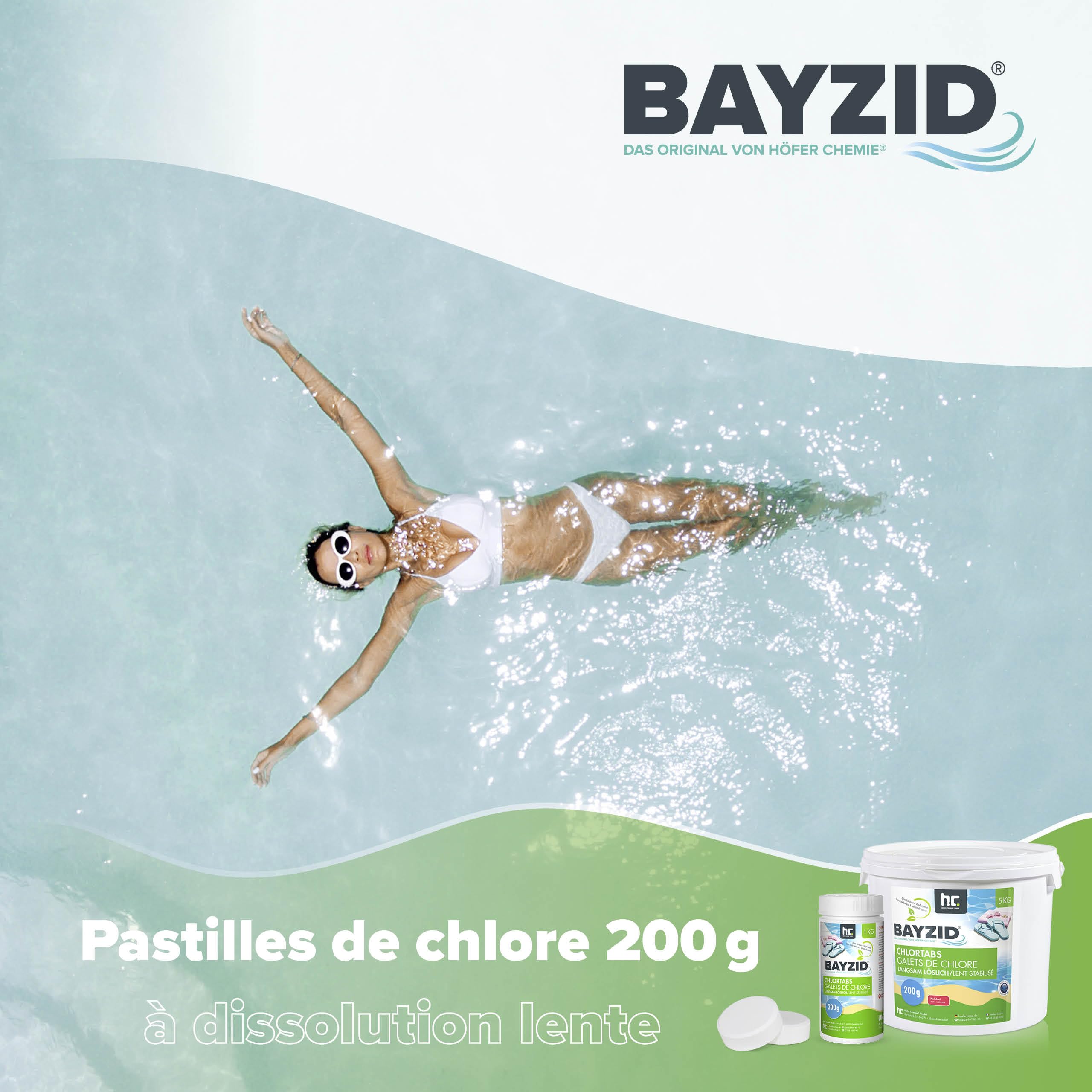 Höfer Chemie 2 x 5 kg Galets de Chlore Lent (200 g) pour Piscine - Hautement Efficace Contre Les bactéries