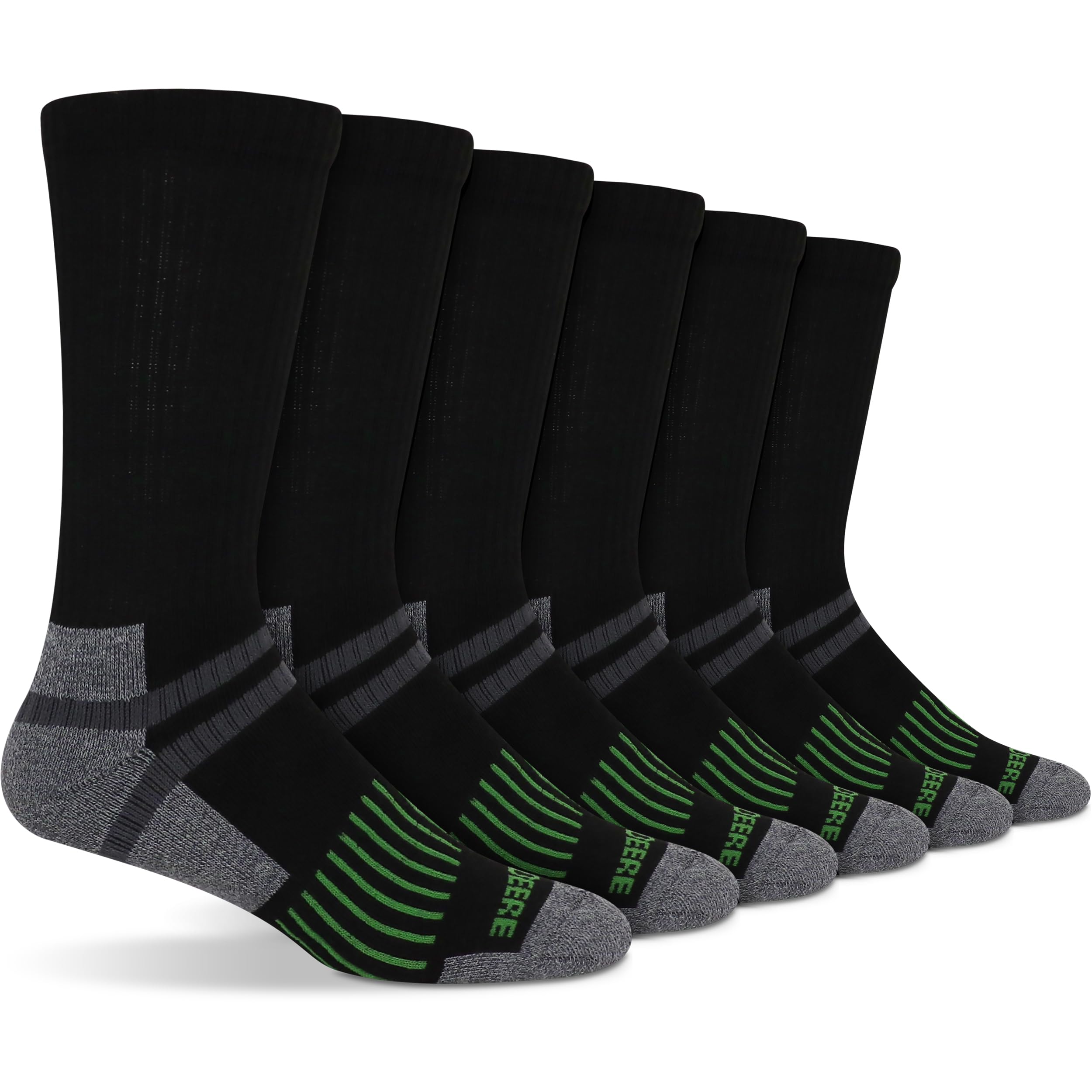 John Deere6 Pair Men’s Socks Size 8-12 Work Socks for Men