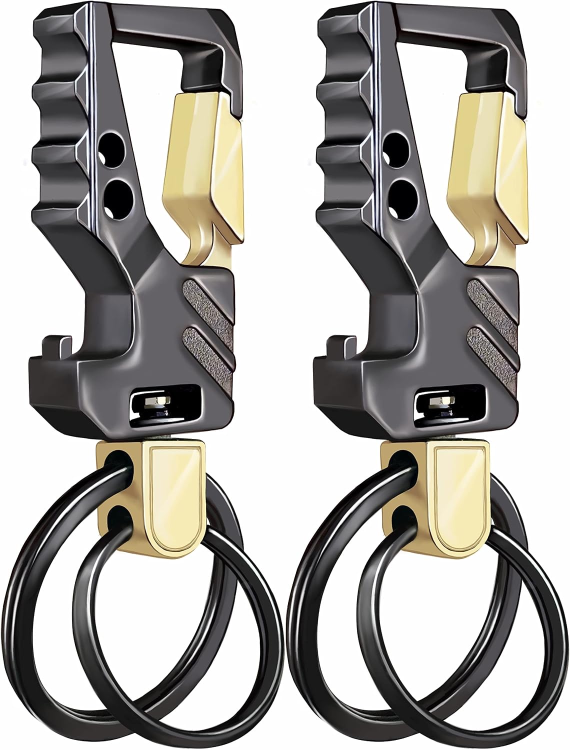 GABOX 2Pcs Keychain Carabiner Keyring Car Key Holder Key Chain Clip | Bottle Opener Llaveros de Hombre Porte-Clés Auto Tactical EDC