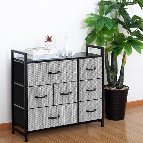 Miniatura 4 de AZL1 Life Concept Cómoda de 7 cajones, organizador de almacenamiento de 3 niveles, unidad de torre para dormitorio, pasillo, entrada, armarios,