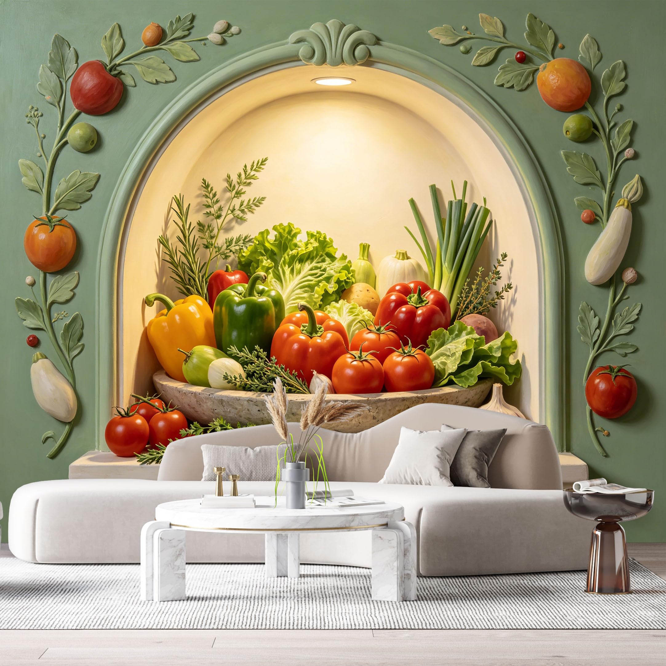 Custom Size Wall Murals Farmhouse Vegetable Harvest 3D Trompe L'Oeil SelfAdhesiveWall Fabric Removable Wallpaper Wall Decor for Living Room Bedroom Bathroom