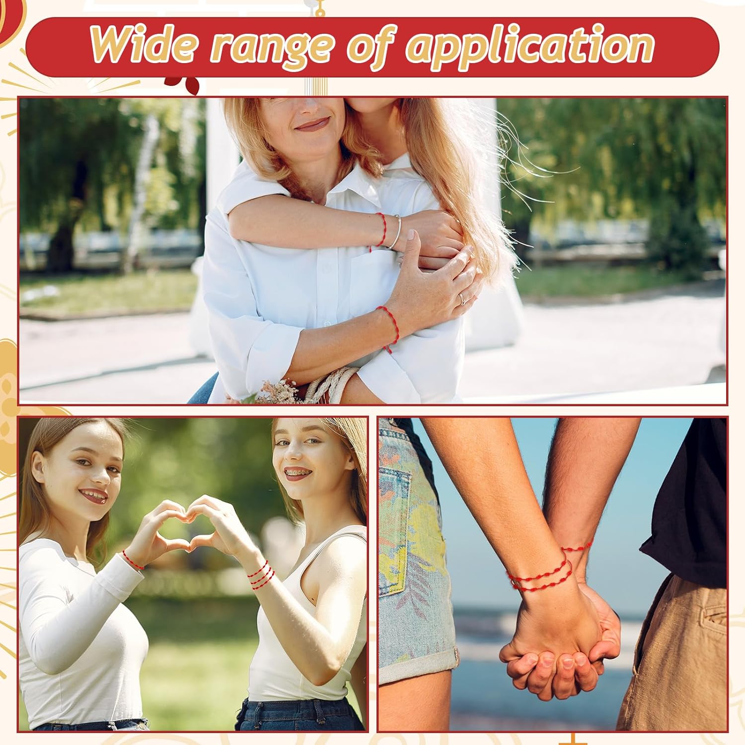 8 Pcs Red String Bracelet Set, 7 Knot Good Luck Bracelets Red Bracelets for Women Knots String for Protection Adjustable Lucky Charm Bracelet - Image 2